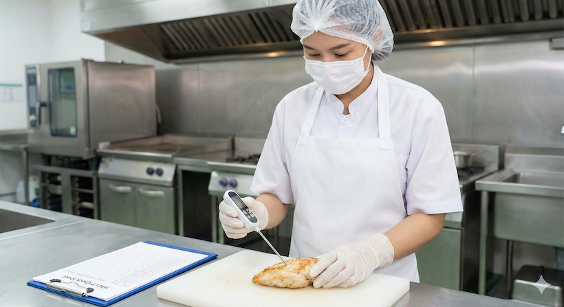 衛生管理をしている女性